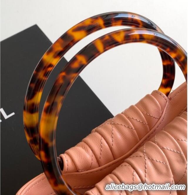 Trendy Design Chanel Calfskin Leather & Turtoise-Shell Effect Top Handle Small Hobo Bag AS6022 Pink 2026