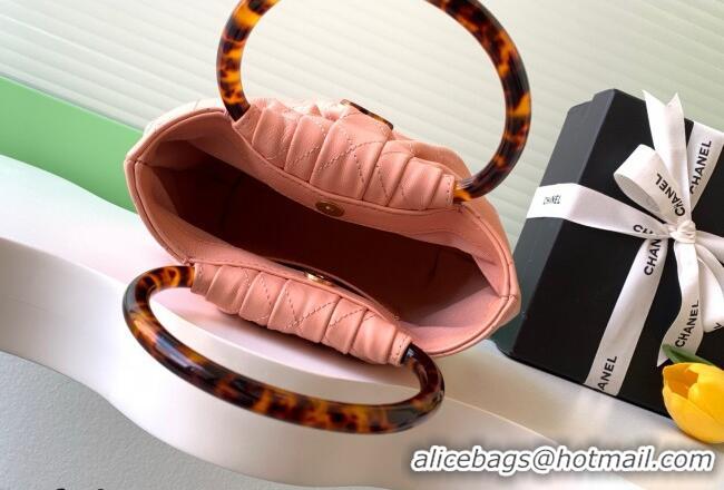 Trendy Design Chanel Calfskin Leather & Turtoise-Shell Effect Top Handle Small Hobo Bag AS6022 Pink 2026