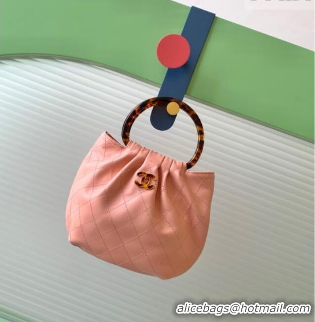 Trendy Design Chanel Calfskin Leather & Turtoise-Shell Effect Top Handle Small Hobo Bag AS6022 Pink 2026