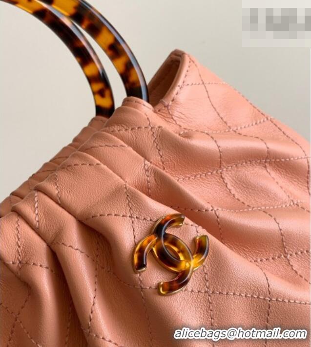 Trendy Design Chanel Calfskin Leather & Turtoise-Shell Effect Top Handle Small Hobo Bag AS6022 Pink 2026