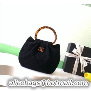 Good Taste Chanel Suede & Turtoise-Shell Effect Top Handle Small Hobo Bag AS6022 Black 2026