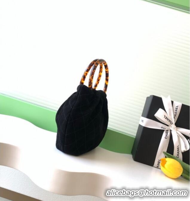 Good Taste Chanel Suede & Turtoise-Shell Effect Top Handle Small Hobo Bag AS6022 Black 2026