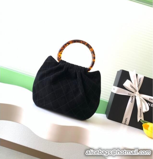 Good Taste Chanel Suede & Turtoise-Shell Effect Top Handle Small Hobo Bag AS6022 Black 2026