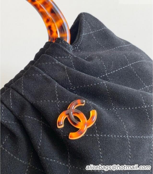 Good Taste Chanel Suede & Turtoise-Shell Effect Top Handle Small Hobo Bag AS6022 Black 2026