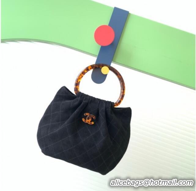 Good Taste Chanel Suede & Turtoise-Shell Effect Top Handle Small Hobo Bag AS6022 Black 2026