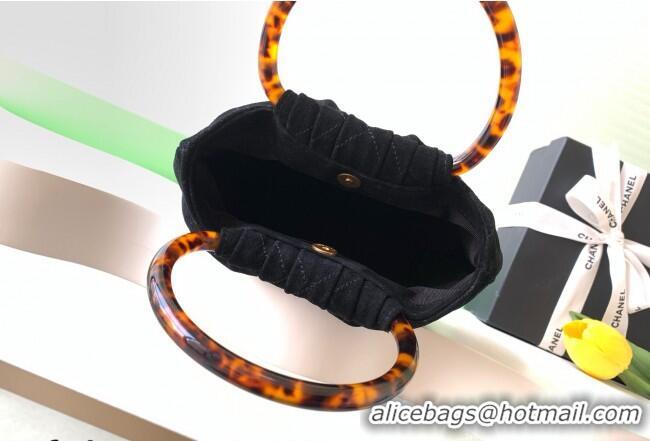 Good Taste Chanel Suede & Turtoise-Shell Effect Top Handle Small Hobo Bag AS6022 Black 2026