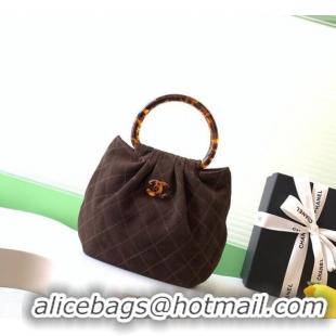 Best Quality Chanel Suede & Turtoise-Shell Effect Top Handle Small Hobo Bag AS6022 Chocolate 2026