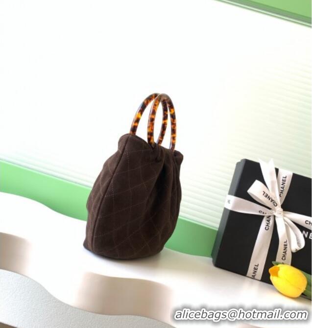 Best Quality Chanel Suede & Turtoise-Shell Effect Top Handle Small Hobo Bag AS6022 Chocolate 2026