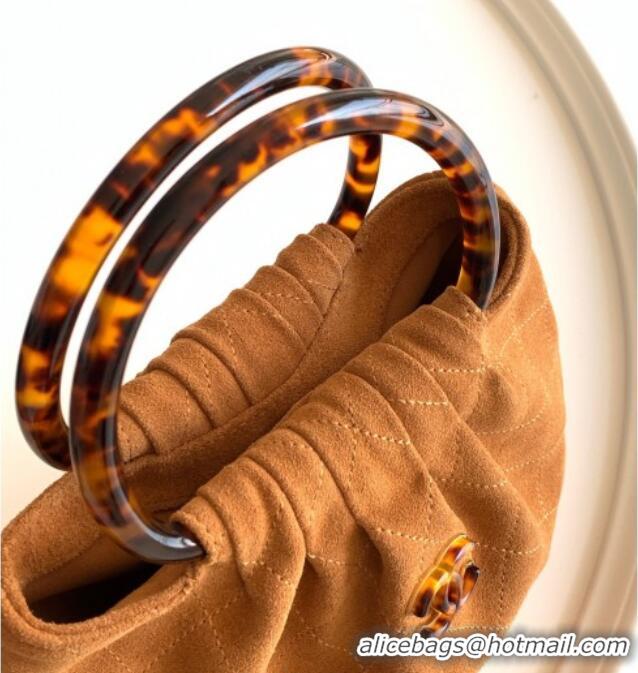 Top Grade Chanel Suede & Turtoise-Shell Effect Top Handle Small Hobo Bag AS6022 Brown 2026