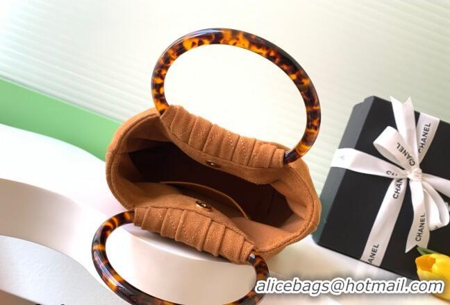 Top Grade Chanel Suede & Turtoise-Shell Effect Top Handle Small Hobo Bag AS6022 Brown 2026