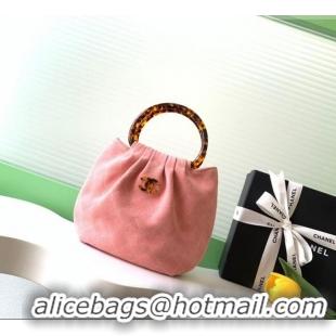 Best Quality Chanel Suede & Turtoise-Shell Effect Top Handle Small Hobo Bag AS6022 Pink 2026