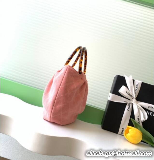 Best Quality Chanel Suede & Turtoise-Shell Effect Top Handle Small Hobo Bag AS6022 Pink 2026