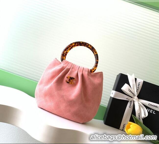 Best Quality Chanel Suede & Turtoise-Shell Effect Top Handle Small Hobo Bag AS6022 Pink 2026