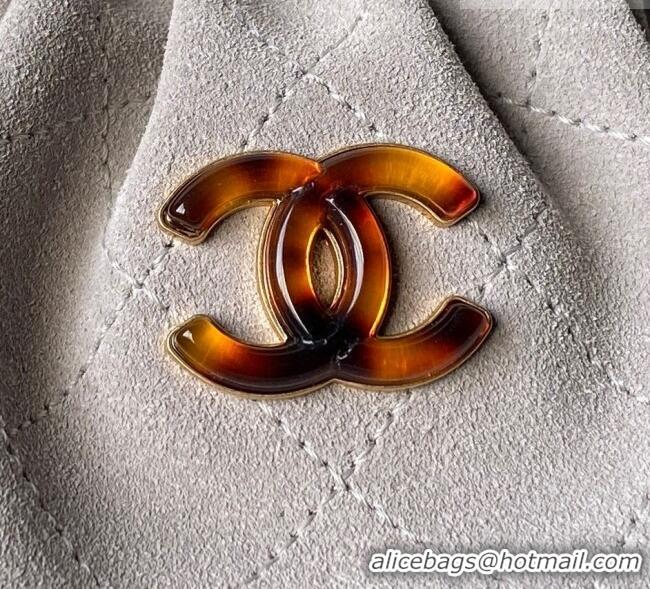 Best Price Chanel Suede & Turtoise-Shell Effect Top Handle Small Hobo Bag AS6022 Grey 2026