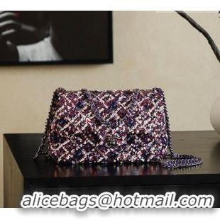 Best Quality Chanel Sequins Classic Small Flap Handbag A01113 Purple 2026
