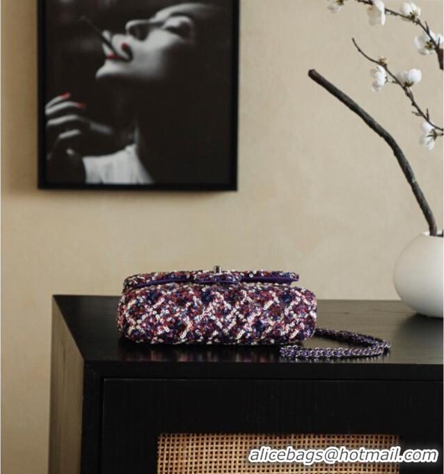 Best Quality Chanel Sequins Classic Small Flap Handbag A01113 Purple 2026