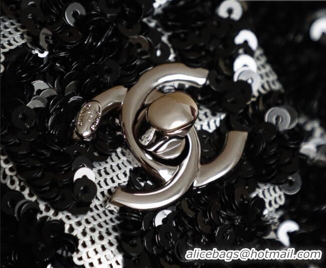 Well Crafted Chanel Sequins Classic Small Flap Handbag A01113 Black/Silver 2026