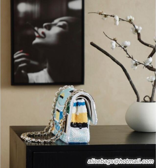 Big Discount Chanel Sequins Classic Medium Flap Handbag A01112 Blue 2026