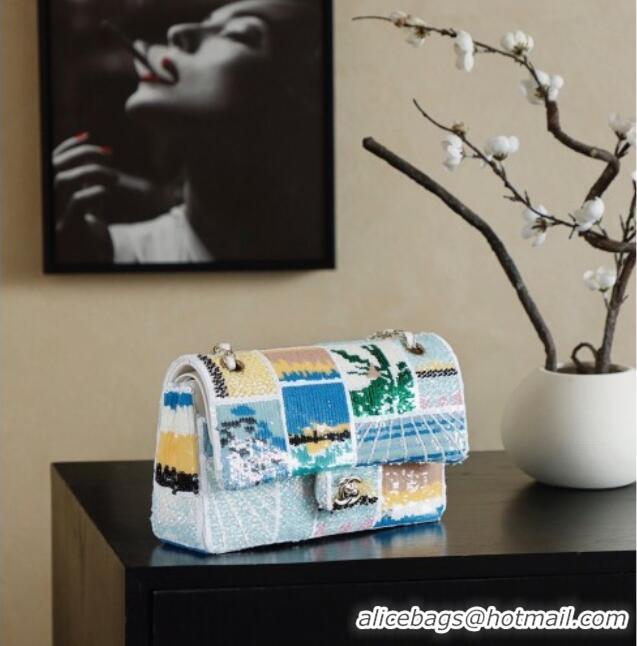 Big Discount Chanel Sequins Classic Medium Flap Handbag A01112 Blue 2026