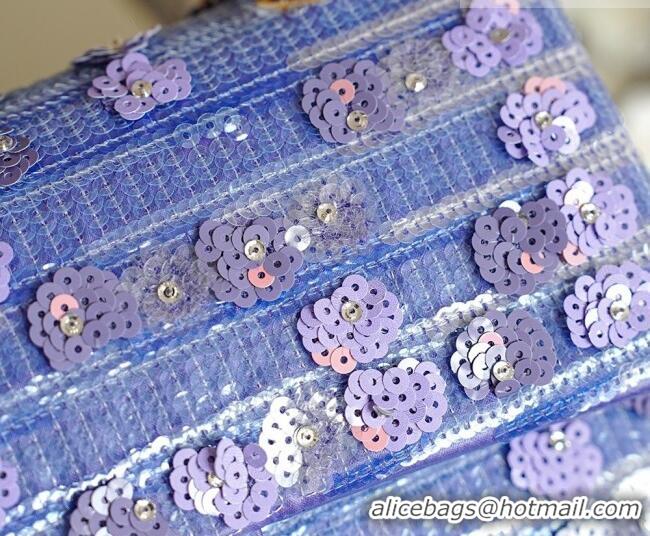 Top Quality Chanel Sequins & Beads Classic 11.12 Flap Handbag with Bloom A01112 Purple 2026