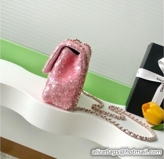 Super Quality Chanel Sequins Allover Flap Bag AS4561 Pink 2026