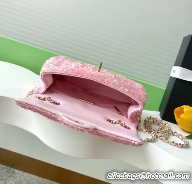 Super Quality Chanel Sequins Allover Flap Bag AS4561 Pink 2026