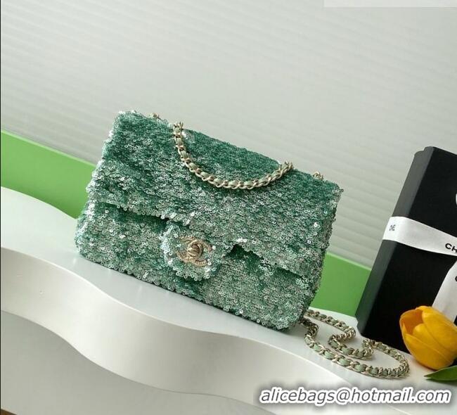 Discount Chanel Sequins Allover Flap Bag AS4561 Green 2026