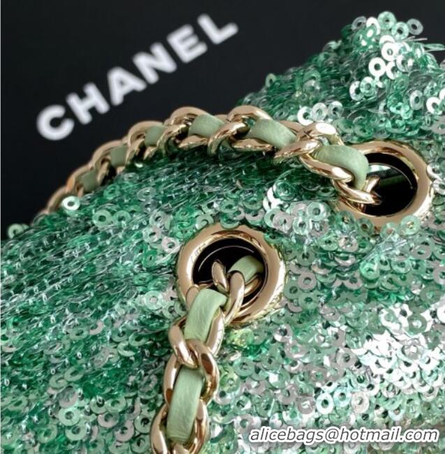 Discount Chanel Sequins Allover Flap Bag AS4561 Green 2026