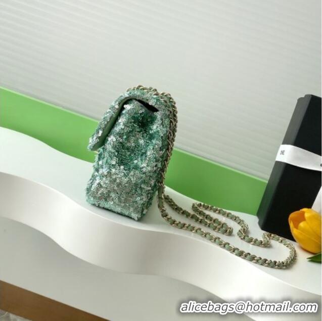 Discount Chanel Sequins Allover Flap Bag AS4561 Green 2026