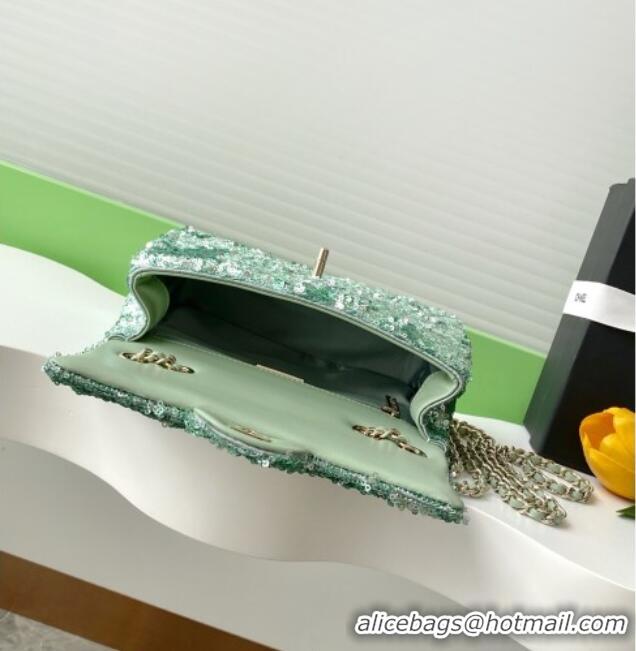 Discount Chanel Sequins Allover Flap Bag AS4561 Green 2026