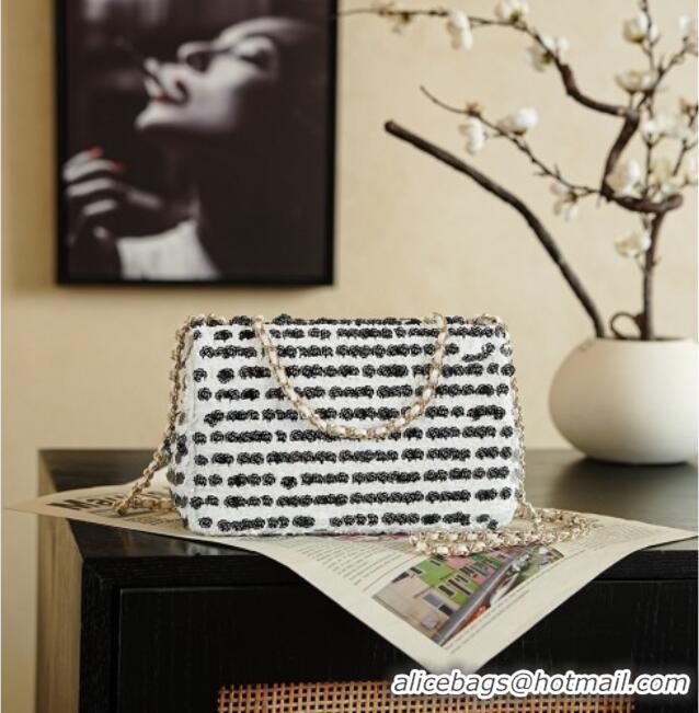 Pretty Style Chanel Sequins & Camellia Bloom Classic Flap Bag CH020302 White 2026