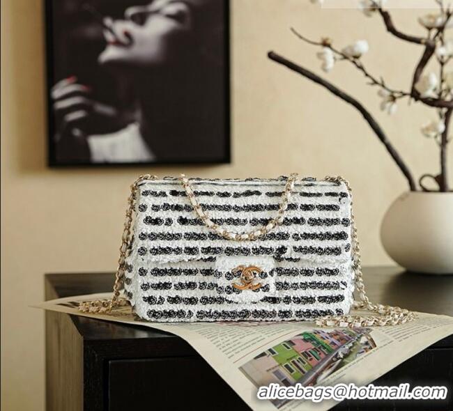 Pretty Style Chanel Sequins & Camellia Bloom Classic Flap Bag CH020302 White 2026