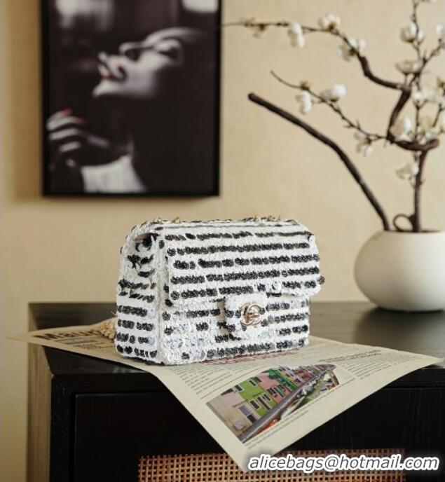 Pretty Style Chanel Sequins & Camellia Bloom Classic Flap Bag CH020302 White 2026