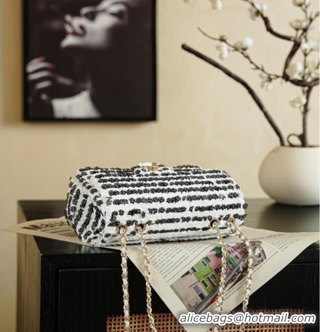Pretty Style Chanel Sequins & Camellia Bloom Classic Flap Bag CH020302 White 2026