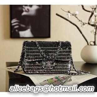 Top Grade Chanel Sequins & Camellia Bloom Classic Flap Bag CH020302 Black 2026