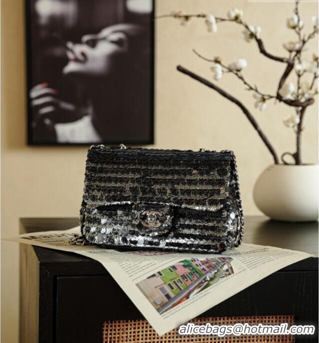 Top Grade Chanel Sequins & Camellia Bloom Classic Flap Bag CH020302 Black 2026