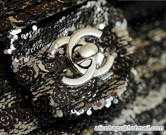 Top Grade Chanel Sequins & Camellia Bloom Classic Flap Bag CH020302 Black 2026