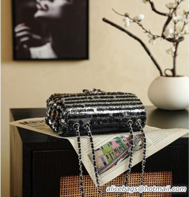 Top Grade Chanel Sequins & Camellia Bloom Classic Flap Bag CH020302 Black 2026