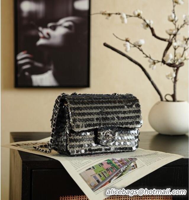 Top Grade Chanel Sequins & Camellia Bloom Classic Flap Bag CH020302 Black 2026