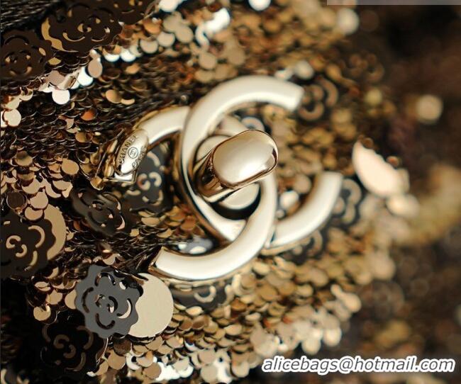 Discount Chanel Sequins & Camellia Bloom Classic Flap Bag CH020302 Gold 2026