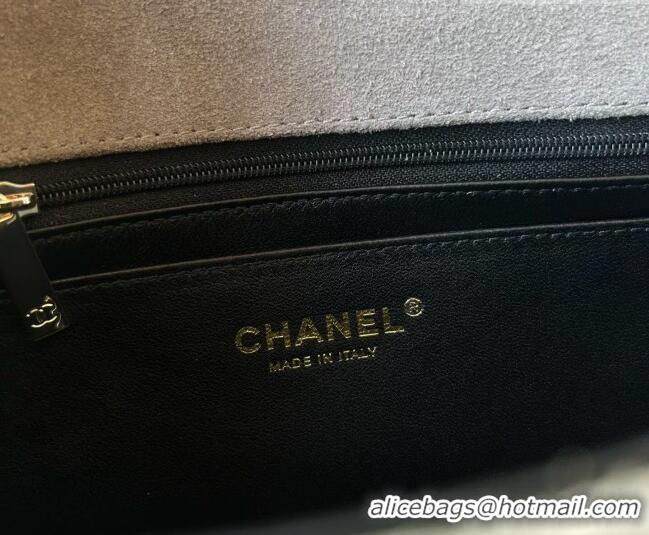 Good Product Chanel Suede & Calfskin Leather Mini Classic Flap Handbag With Top Handle AS2431 Grey 2026