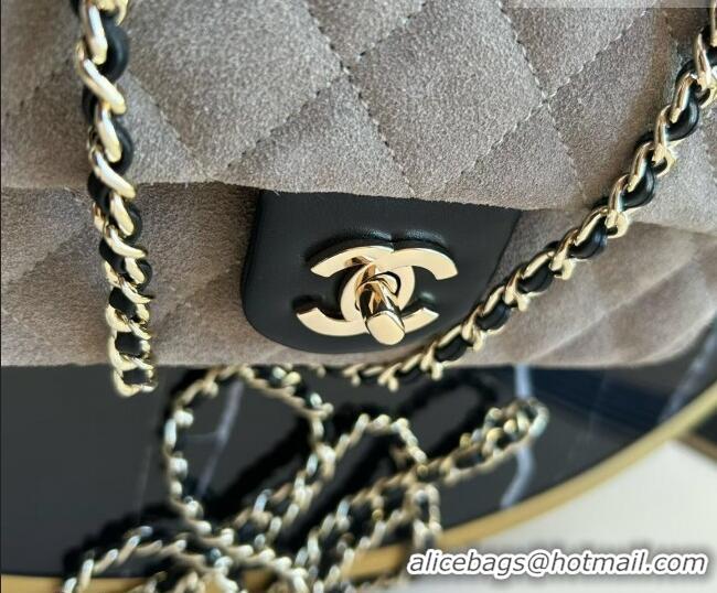 Good Product Chanel Suede & Calfskin Leather Mini Classic Flap Handbag With Top Handle AS2431 Grey 2026