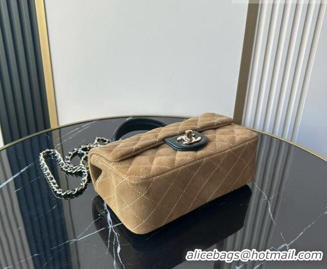 Trendy Design Chanel Suede & Calfskin Leather Mini Classic Flap Handbag With Top Handle AS2431 Brown 2026