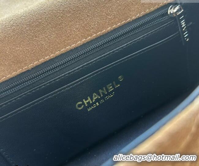 Trendy Design Chanel Suede & Calfskin Leather Mini Classic Flap Handbag With Top Handle AS2431 Brown 2026