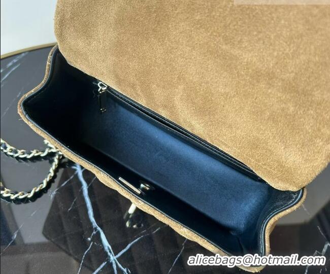 Trendy Design Chanel Suede & Calfskin Leather Mini Classic Flap Handbag With Top Handle AS2431 Brown 2026
