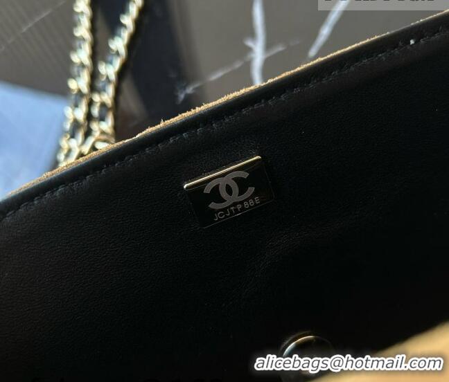 Trendy Design Chanel Suede & Calfskin Leather Mini Classic Flap Handbag With Top Handle AS2431 Brown 2026