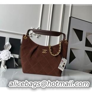 Grade Cheap Chanel Suede Small Hobo Bag AS5970 Dark Brown 2026