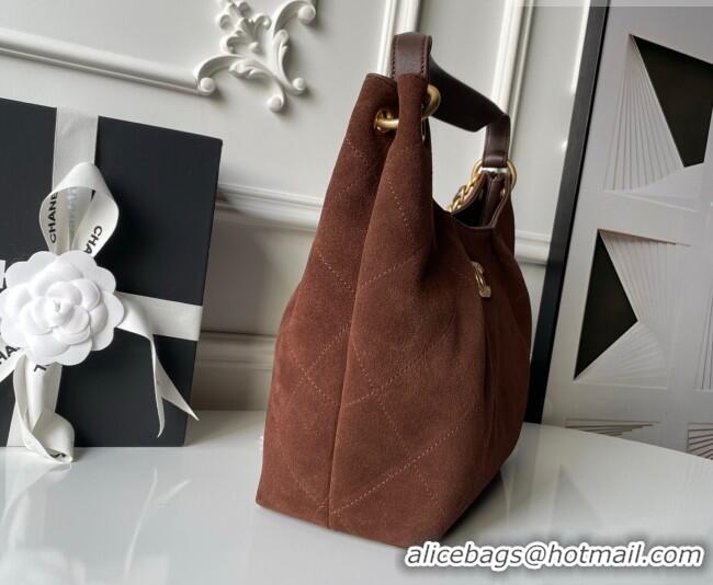 Grade Cheap Chanel Suede Small Hobo Bag AS5970 Dark Brown 2026