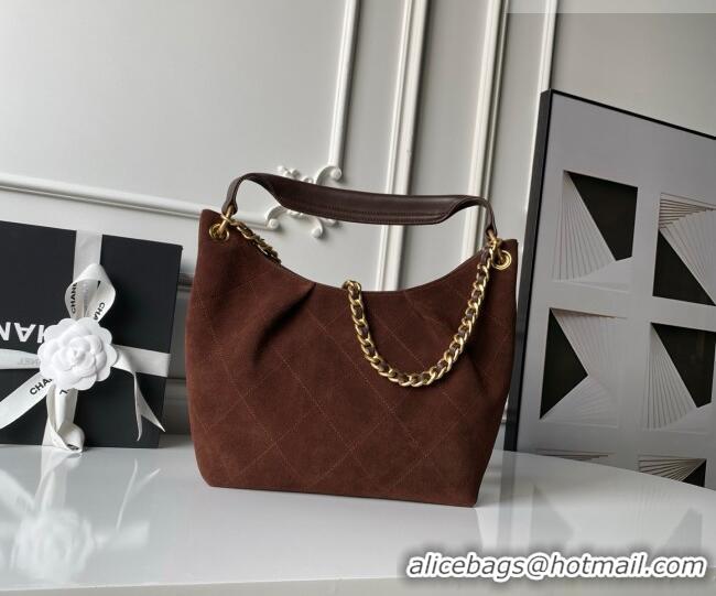 Grade Cheap Chanel Suede Small Hobo Bag AS5970 Dark Brown 2026