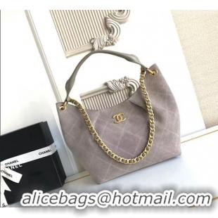 Cheap Design Chanel Suede Small Hobo Bag AS5970 Grey 2026